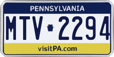 PA license plate MTV2294