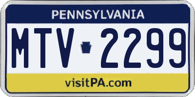 PA license plate MTV2299