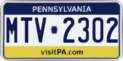 PA license plate MTV2302