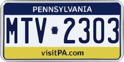 PA license plate MTV2303