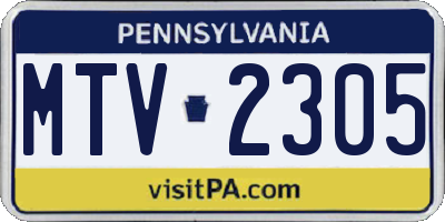 PA license plate MTV2305
