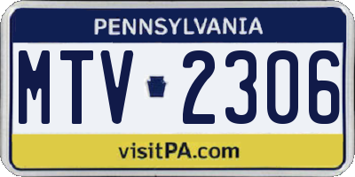 PA license plate MTV2306