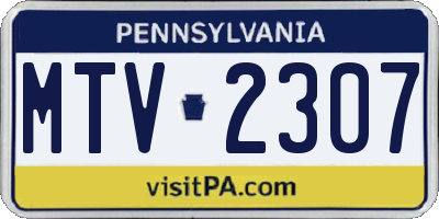 PA license plate MTV2307