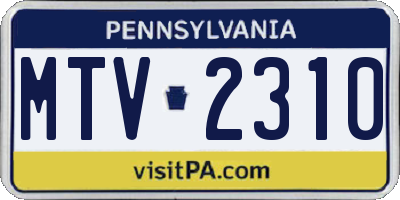 PA license plate MTV2310