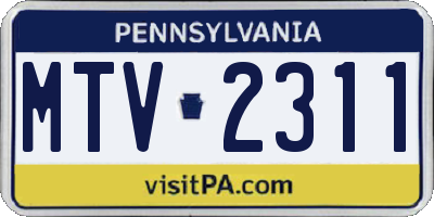 PA license plate MTV2311