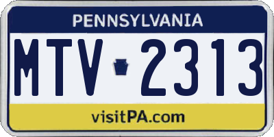 PA license plate MTV2313