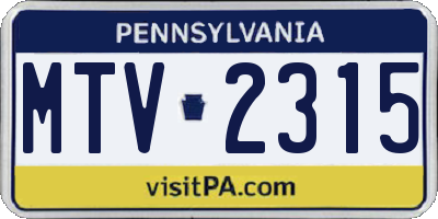 PA license plate MTV2315