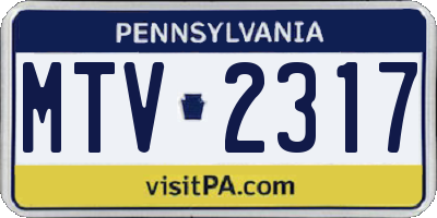 PA license plate MTV2317