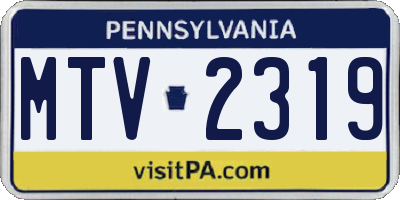 PA license plate MTV2319