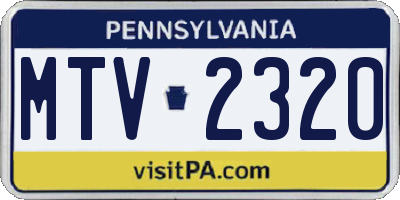 PA license plate MTV2320