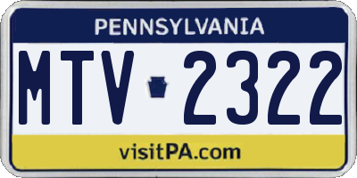 PA license plate MTV2322