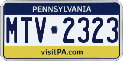 PA license plate MTV2323