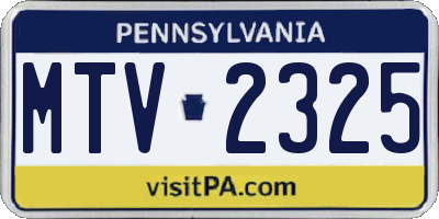 PA license plate MTV2325