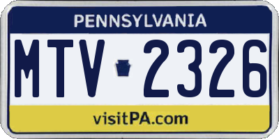 PA license plate MTV2326