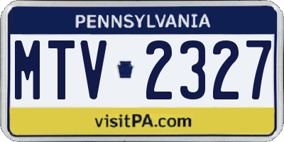 PA license plate MTV2327