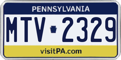 PA license plate MTV2329