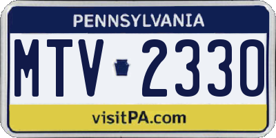 PA license plate MTV2330