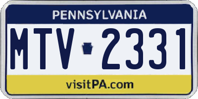 PA license plate MTV2331