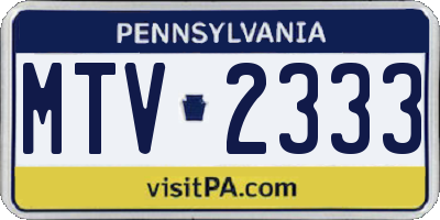 PA license plate MTV2333