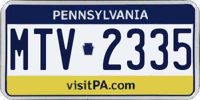 PA license plate MTV2335