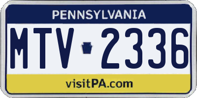 PA license plate MTV2336