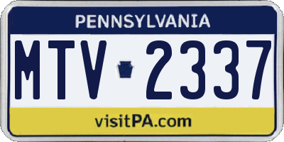 PA license plate MTV2337