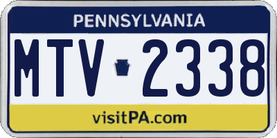 PA license plate MTV2338