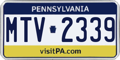 PA license plate MTV2339