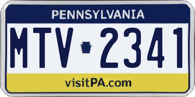PA license plate MTV2341