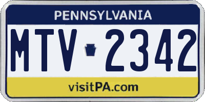 PA license plate MTV2342