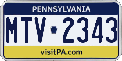 PA license plate MTV2343