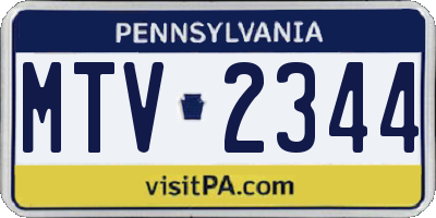 PA license plate MTV2344