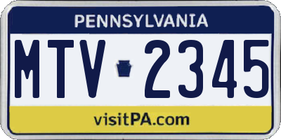 PA license plate MTV2345