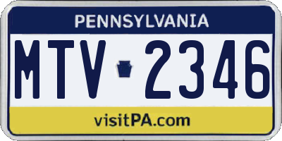 PA license plate MTV2346