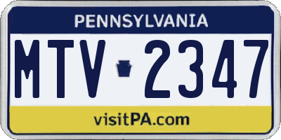 PA license plate MTV2347