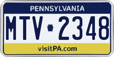 PA license plate MTV2348