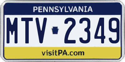 PA license plate MTV2349