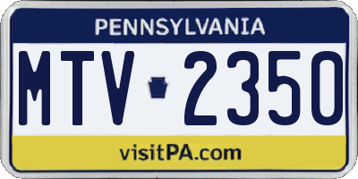 PA license plate MTV2350
