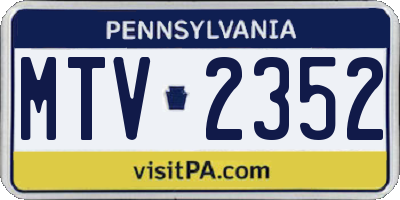 PA license plate MTV2352