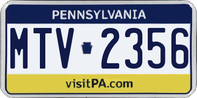 PA license plate MTV2356