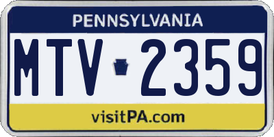 PA license plate MTV2359