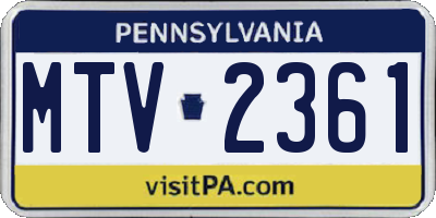 PA license plate MTV2361
