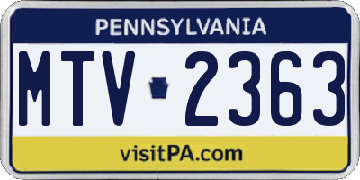 PA license plate MTV2363