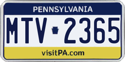 PA license plate MTV2365