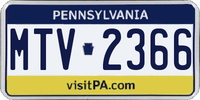 PA license plate MTV2366