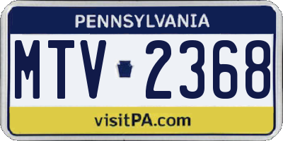 PA license plate MTV2368