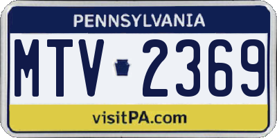 PA license plate MTV2369