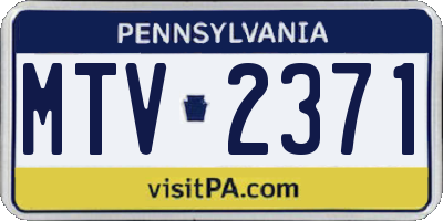 PA license plate MTV2371