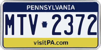 PA license plate MTV2372
