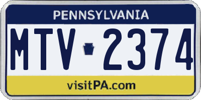 PA license plate MTV2374
